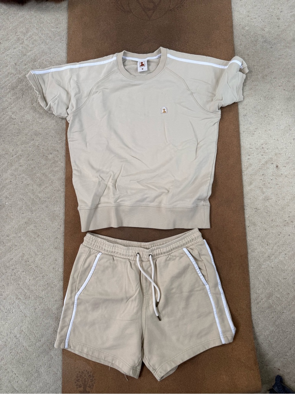 Dandy Del Mar Men’s Matching Terry Set | Shirt + Shorts | Beige | Size M